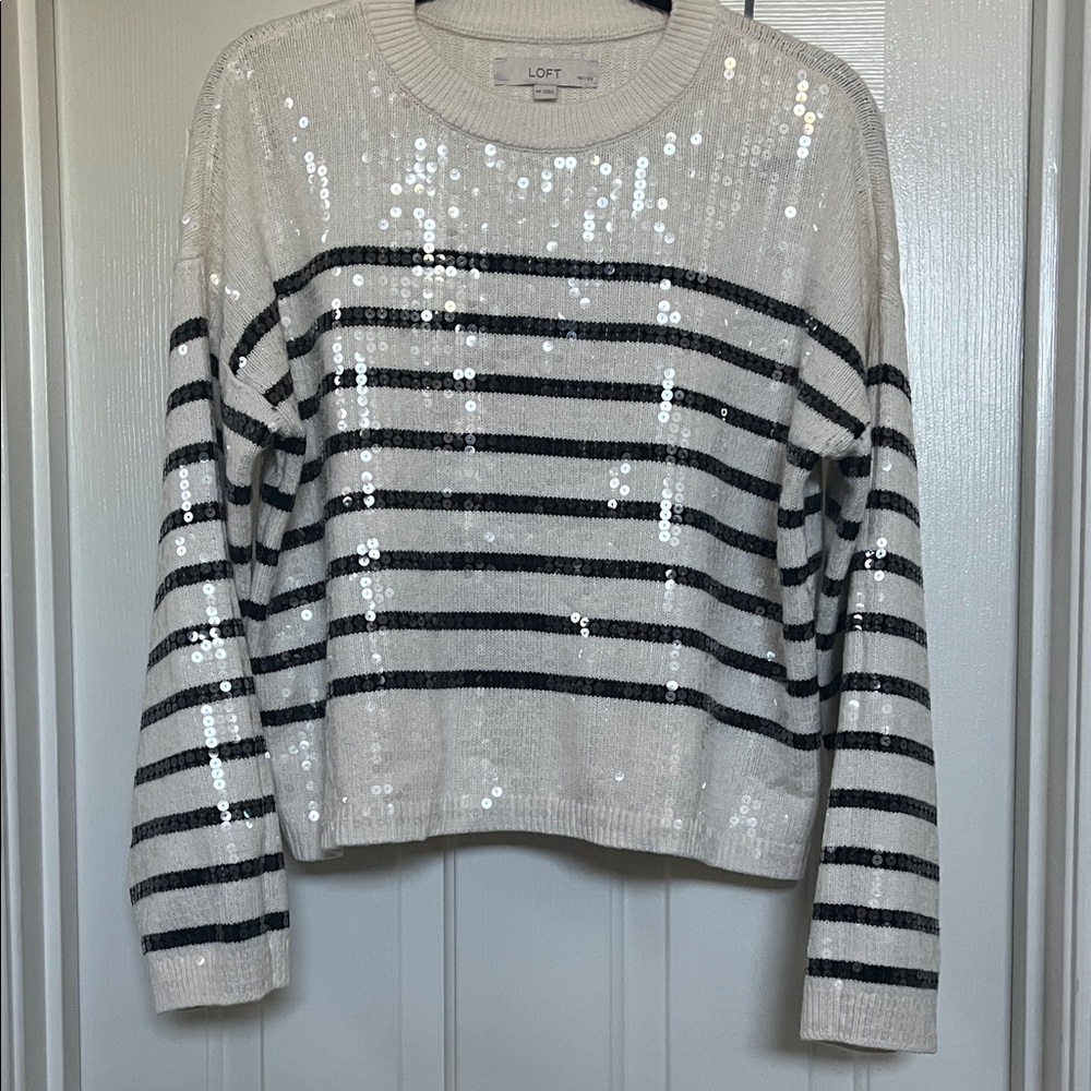 LOFT sequin stripe sweater